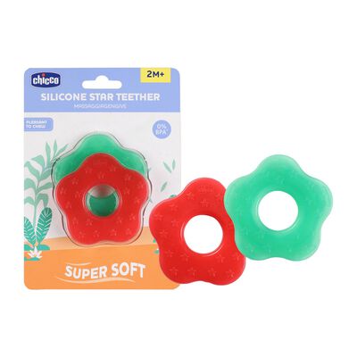 Teether Supersoft Star 2Months+ 2Pc (Red + Green)